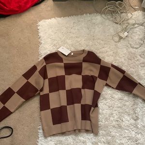 NEVER WORN. brown and tan sweater
